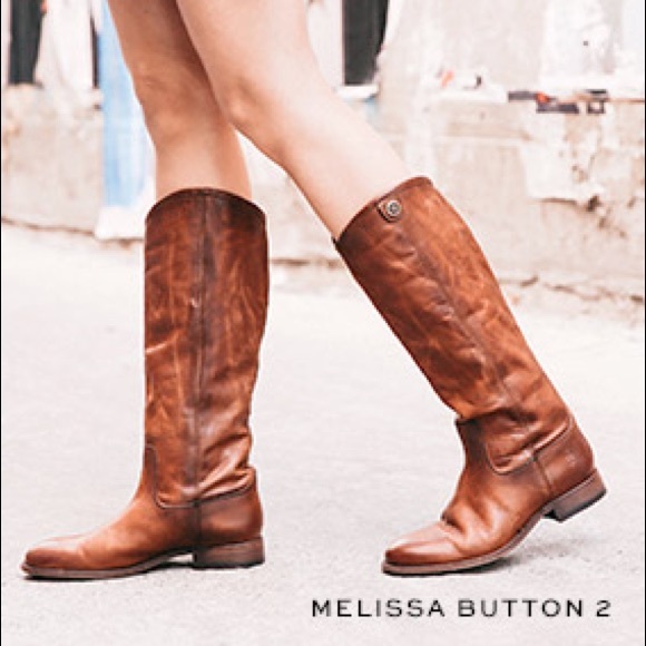 melissa button 2 wide calf cognac